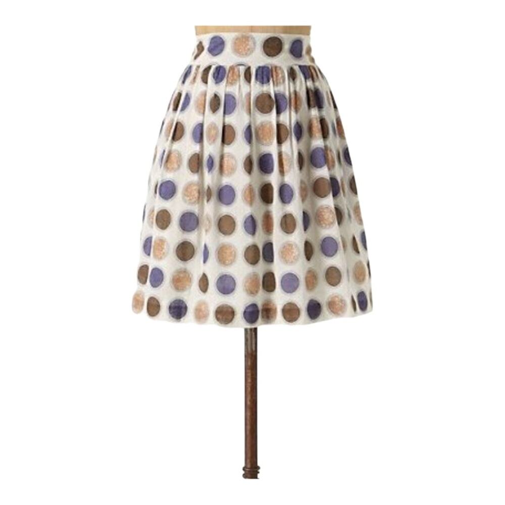 Anthropologie Edme & Esyllte Cultivation Polka Dot Twee Full Skirt - Picture 2 of 5